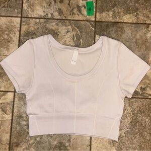 White Ribbed Women's Crop Top